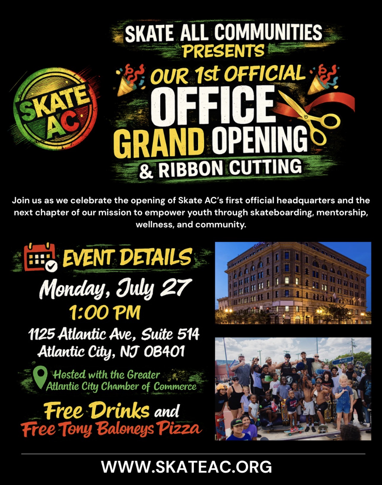 Skate AC headquarters ribbon cutting at 1125 Atlantic Avenue in Atlantic City